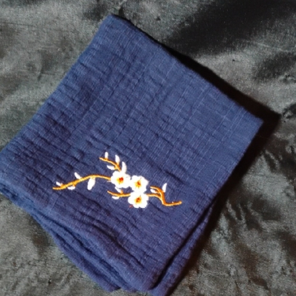 Traditiinal Tea Towel with Floral Embroidery